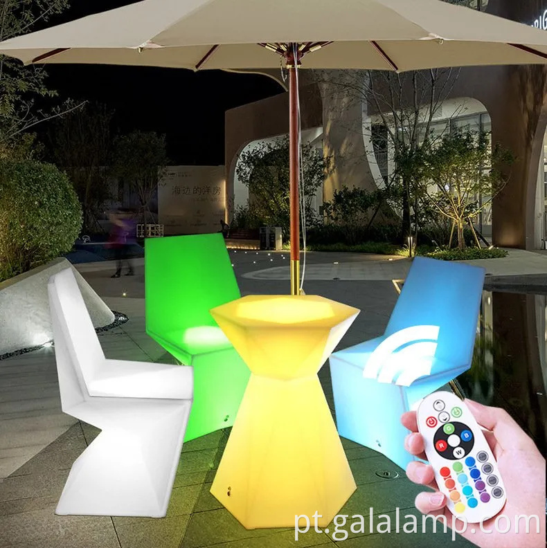 Conjunto elegante de refeições ao ar livre LED luminosa para varandas aconchegantes